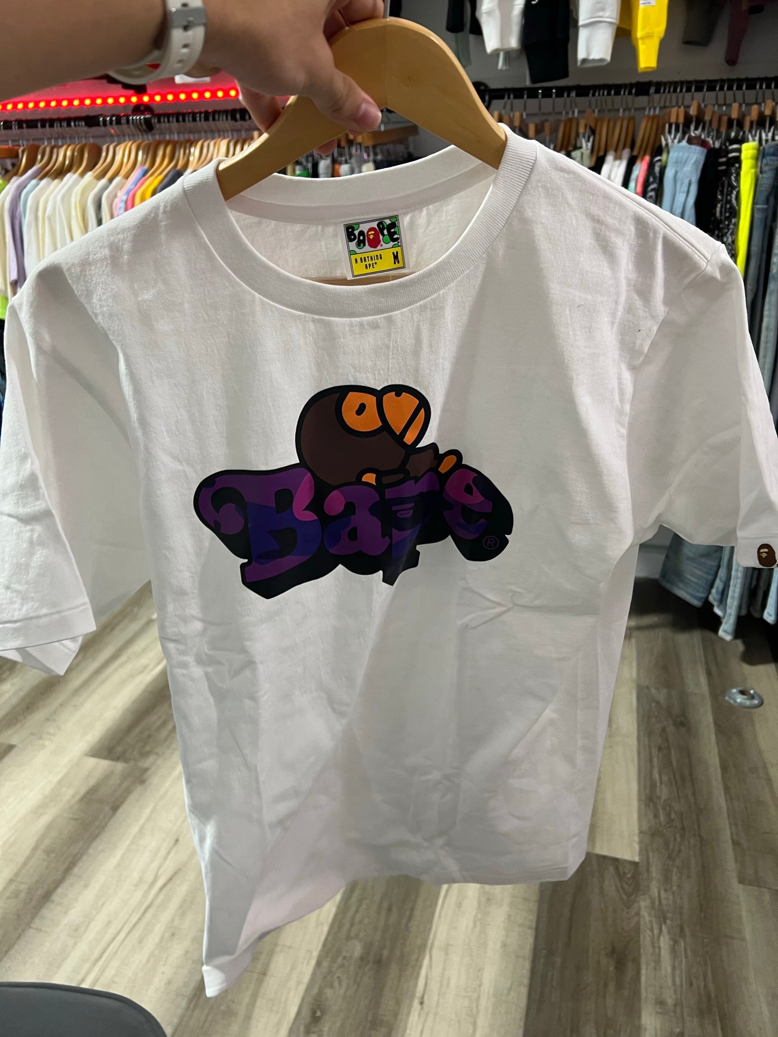 Bape tee Sleeping ape white/ purple
