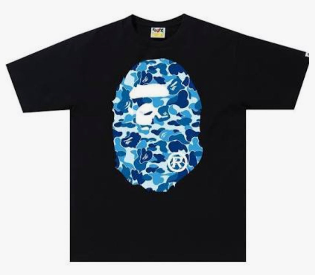 Bape Big logo tee black/ light blue Camo