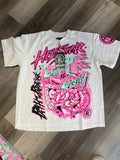 Hellstar tee “No Guts Glory” white/ pink