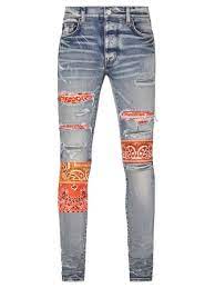 Amiri Vintage Bandana Artpatch Jean Orange