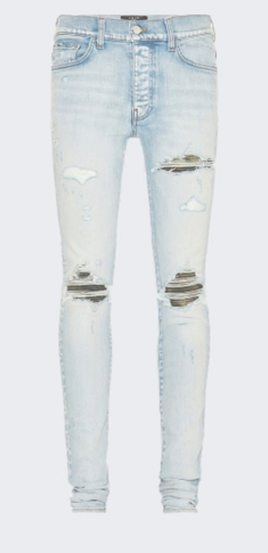 Amiri MX1 Light blue jean Camo patch